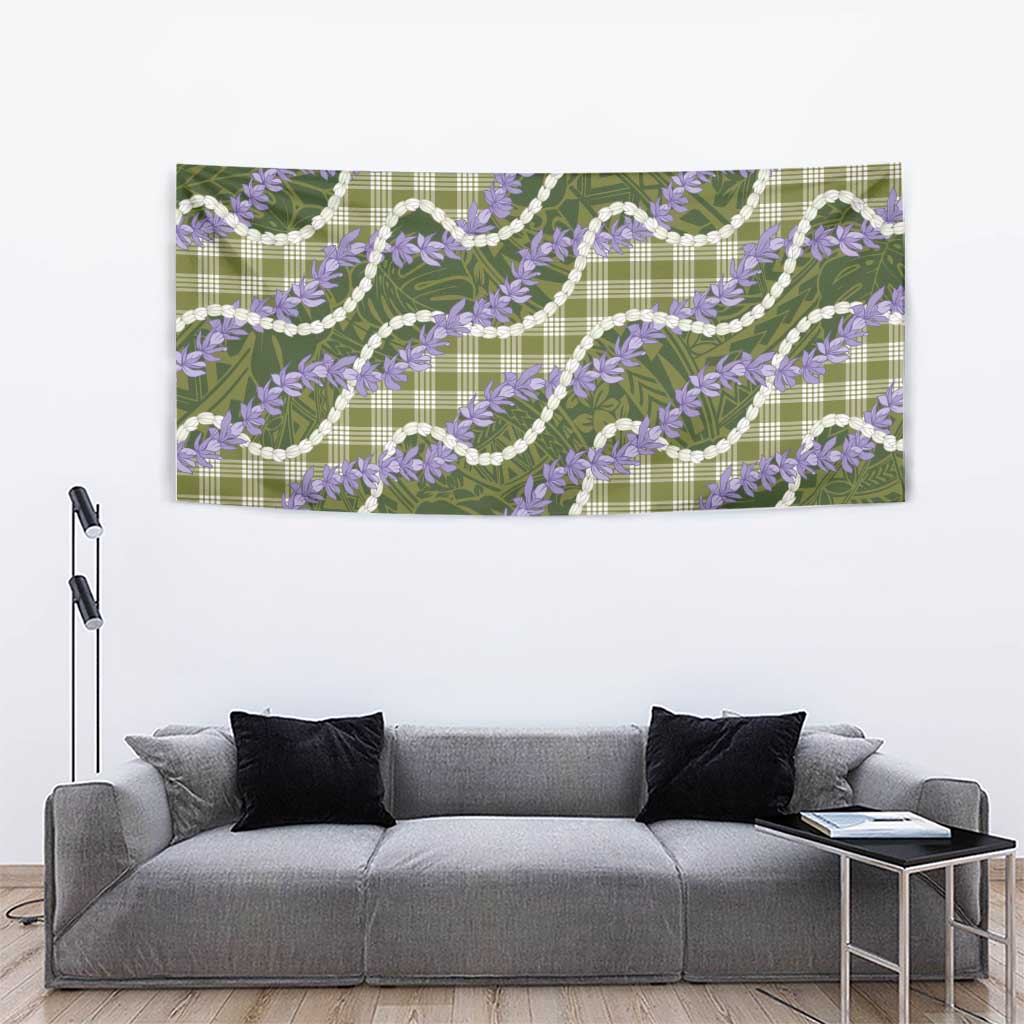 Green Hawaii Palaka Honohono Pikake Tapestry Hawaiian Orchid Lei Polynesian Pattern - Polynesian Pride