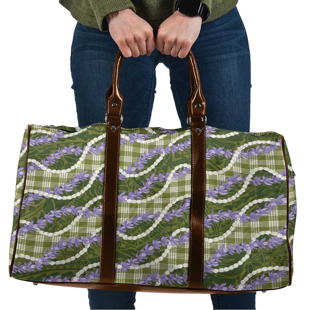 Green Hawaii Palaka Honohono Pikake Travel Bag Hawaiian Orchid Lei Polynesian Pattern - Polynesian Pride