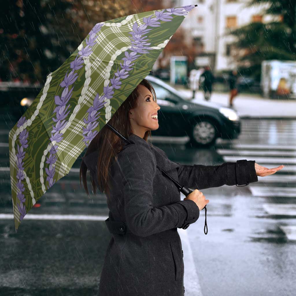 Green Hawaii Palaka Honohono Pikake Umbrella Hawaiian Orchid Lei Polynesian Pattern - Polynesian Pride