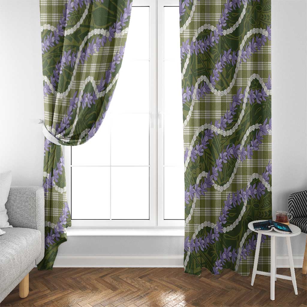 Green Hawaii Palaka Honohono Pikake Window Curtain Hawaiian Orchid Lei Polynesian Pattern - Polynesian Pride