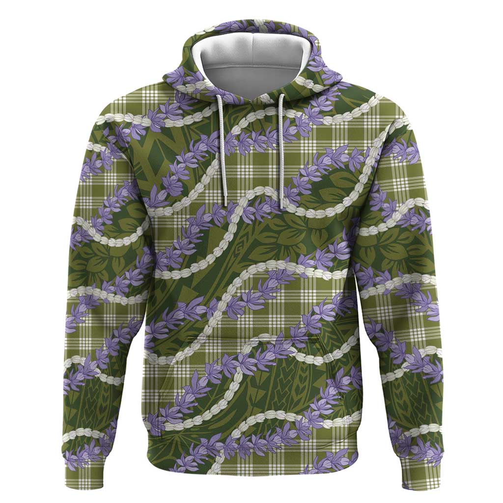 Green Hawaii Palaka Honohono Pikake Zip Hoodie Hawaiian Orchid Lei Polynesian Pattern - Polynesian Pride