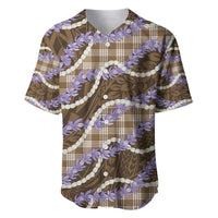 Brown Hawaii Palaka Honohono Pikake Baseball Jersey Hawaiian Orchid Lei Polynesian Pattern - Polynesian Pride