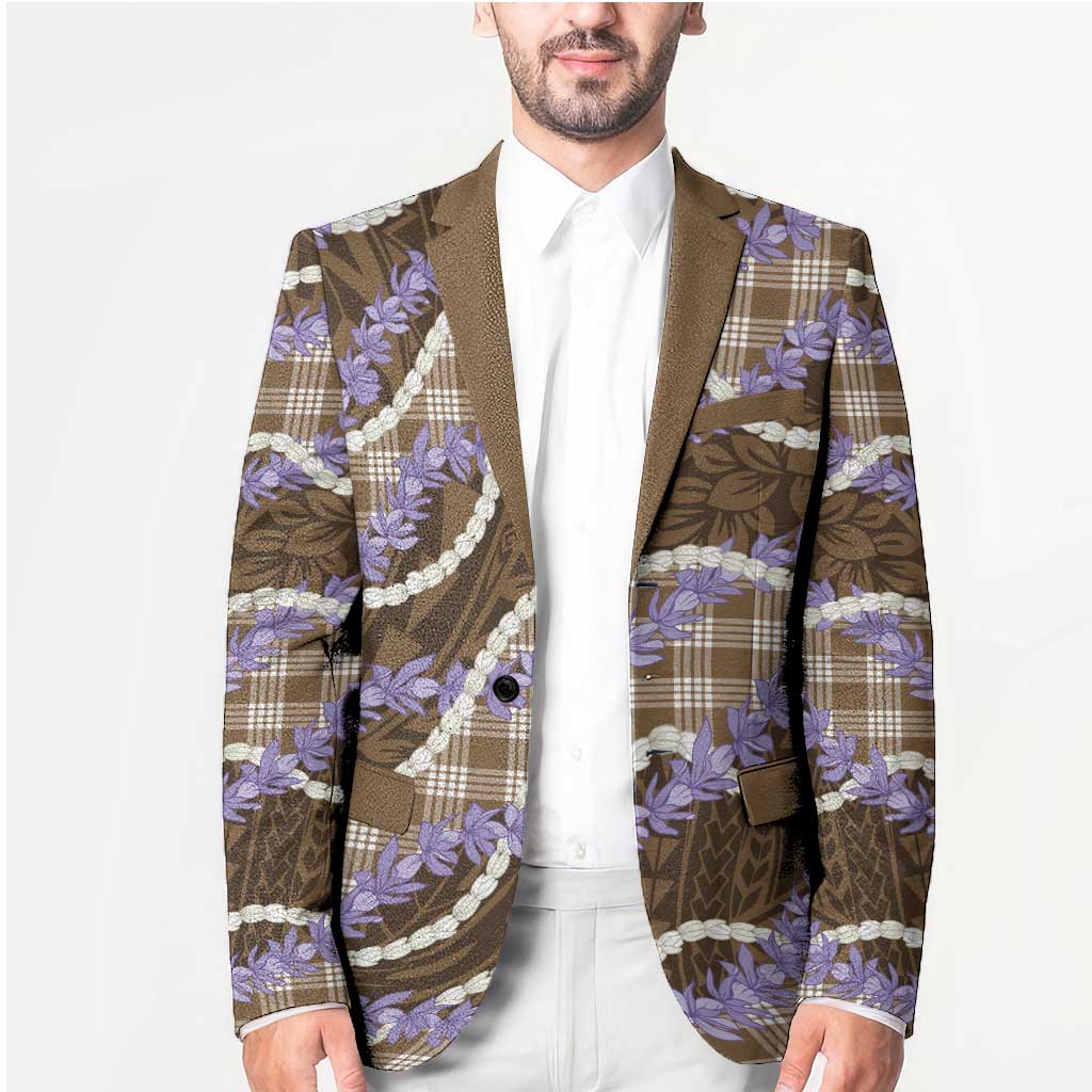 Brown Hawaii Palaka Honohono Pikake Blazer Hawaiian Orchid Lei Polynesian Pattern - Polynesian Pride