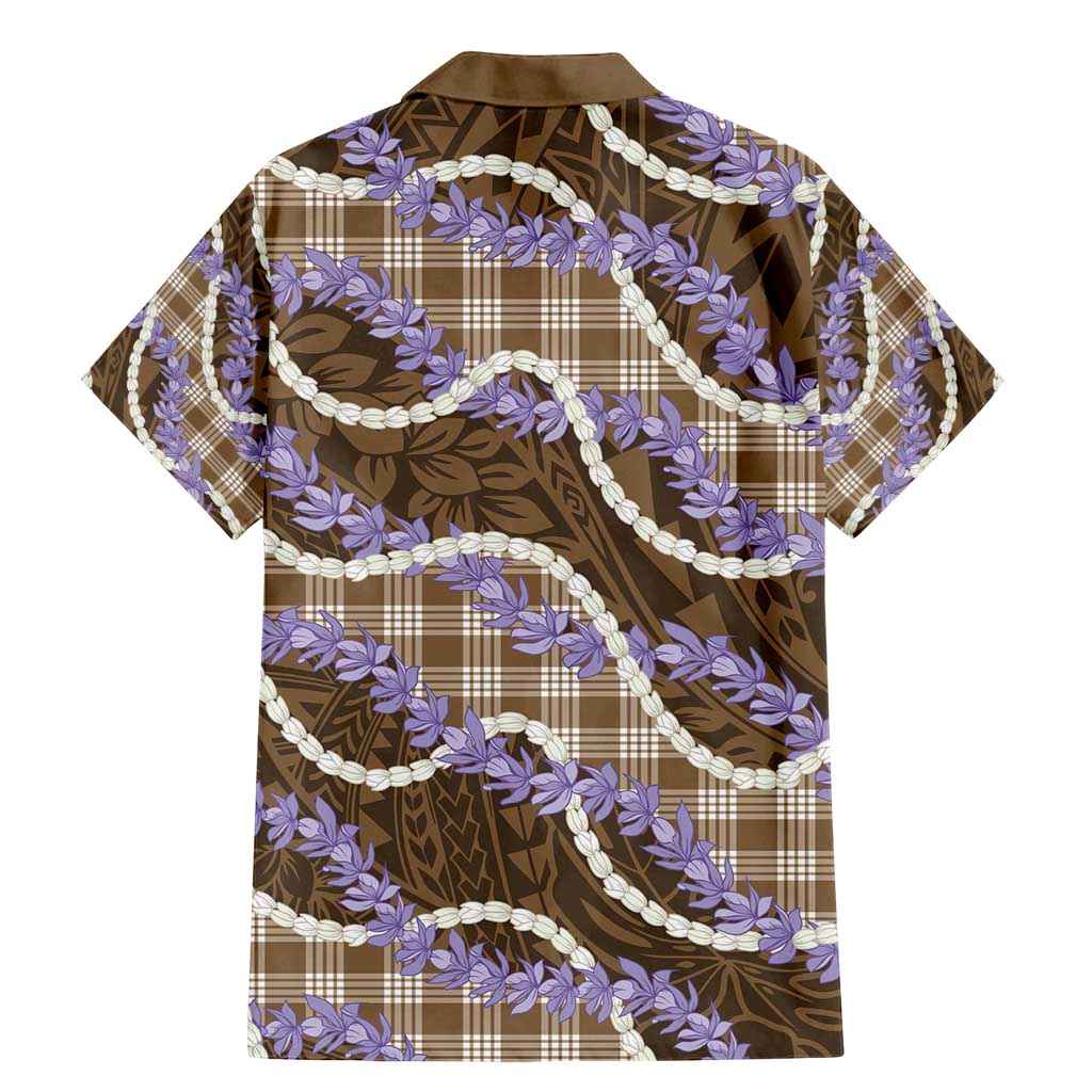 Brown Hawaii Palaka Honohono Pikake Family Matching Mermaid Dress and Hawaiian Shirt Hawaiian Orchid Lei Polynesian Pattern - Polynesian Pride