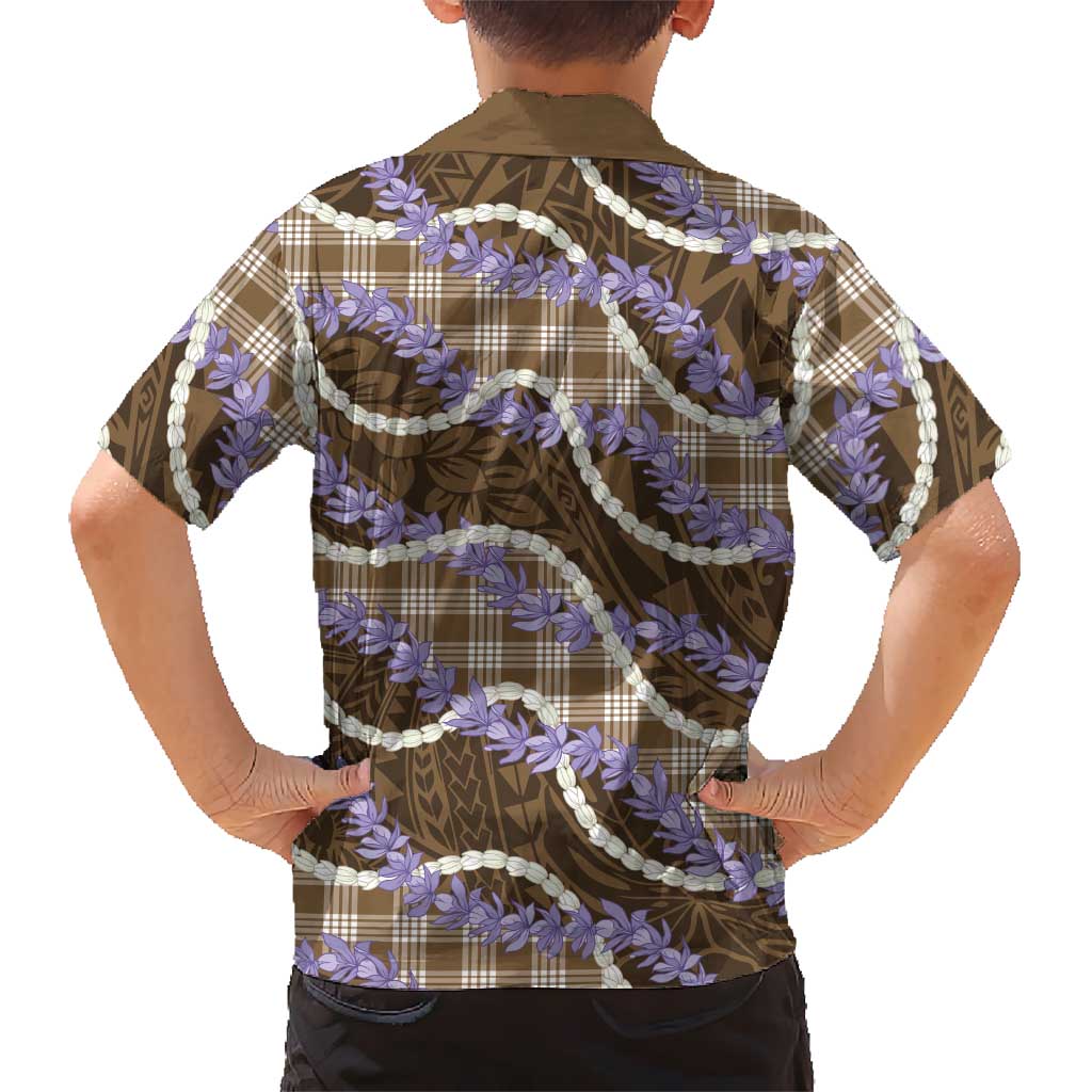 Brown Hawaii Palaka Honohono Pikake Family Matching Summer Maxi Dress and Hawaiian Shirt Hawaiian Orchid Lei Polynesian Pattern LT14 - Polynesian Pride