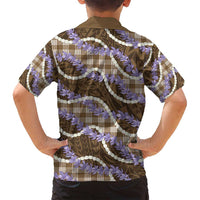 Brown Hawaii Palaka Honohono Pikake Family Matching Tank Maxi Dress and Hawaiian Shirt Hawaiian Orchid Lei Polynesian Pattern - Polynesian Pride