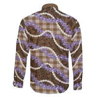 Brown Hawaii Palaka Honohono Pikake Family Matching Tank Maxi Dress and Hawaiian Shirt Hawaiian Orchid Lei Polynesian Pattern - Polynesian Pride