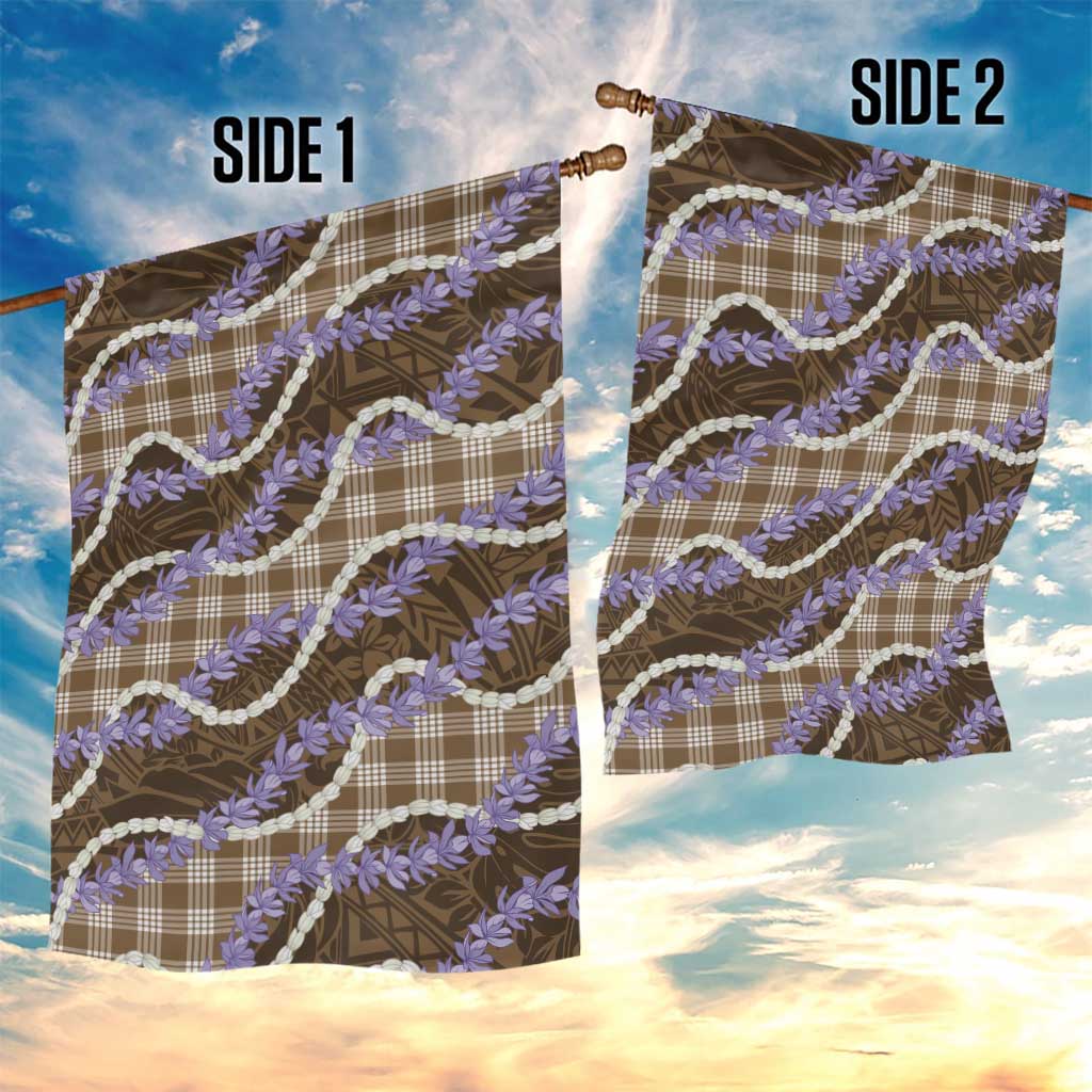 Brown Hawaii Palaka Honohono Pikake Garden Flag Hawaiian Orchid Lei Polynesian Pattern - Polynesian Pride