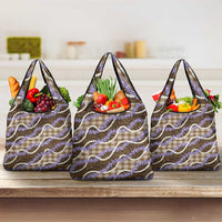 Brown Hawaii Palaka Honohono Pikake Grocery Bag Hawaiian Orchid Lei Polynesian Pattern - Polynesian Pride