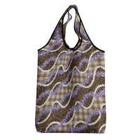 Brown Hawaii Palaka Honohono Pikake Grocery Bag Hawaiian Orchid Lei Polynesian Pattern - Polynesian Pride