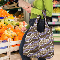 Brown Hawaii Palaka Honohono Pikake Grocery Bag Hawaiian Orchid Lei Polynesian Pattern - Polynesian Pride