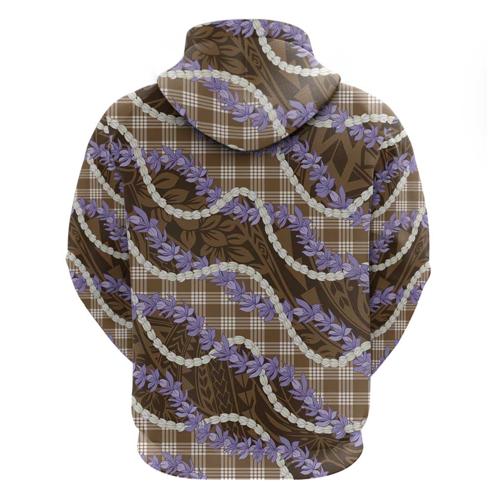 Brown Hawaii Palaka Honohono Pikake Hoodie Hawaiian Orchid Lei Polynesian Pattern - Polynesian Pride