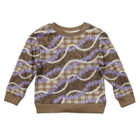 Brown Hawaii Palaka Honohono Pikake Kid Ugly Christmas Sweater Hawaiian Orchid Lei Polynesian Pattern - Polynesian Pride