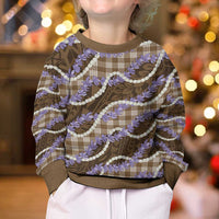 Brown Hawaii Palaka Honohono Pikake Kid Ugly Christmas Sweater Hawaiian Orchid Lei Polynesian Pattern - Polynesian Pride