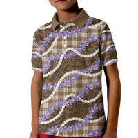 Brown Hawaii Palaka Honohono Pikake Kid Polo Shirt Hawaiian Orchid Lei Polynesian Pattern - Polynesian Pride