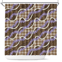 Brown Hawaii Palaka Honohono Pikake Shower Curtain Hawaiian Orchid Lei Polynesian Pattern - Polynesian Pride
