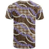 Brown Hawaii Palaka Honohono Pikake T Shirt Hawaiian Orchid Lei Polynesian Pattern - Polynesian Pride
