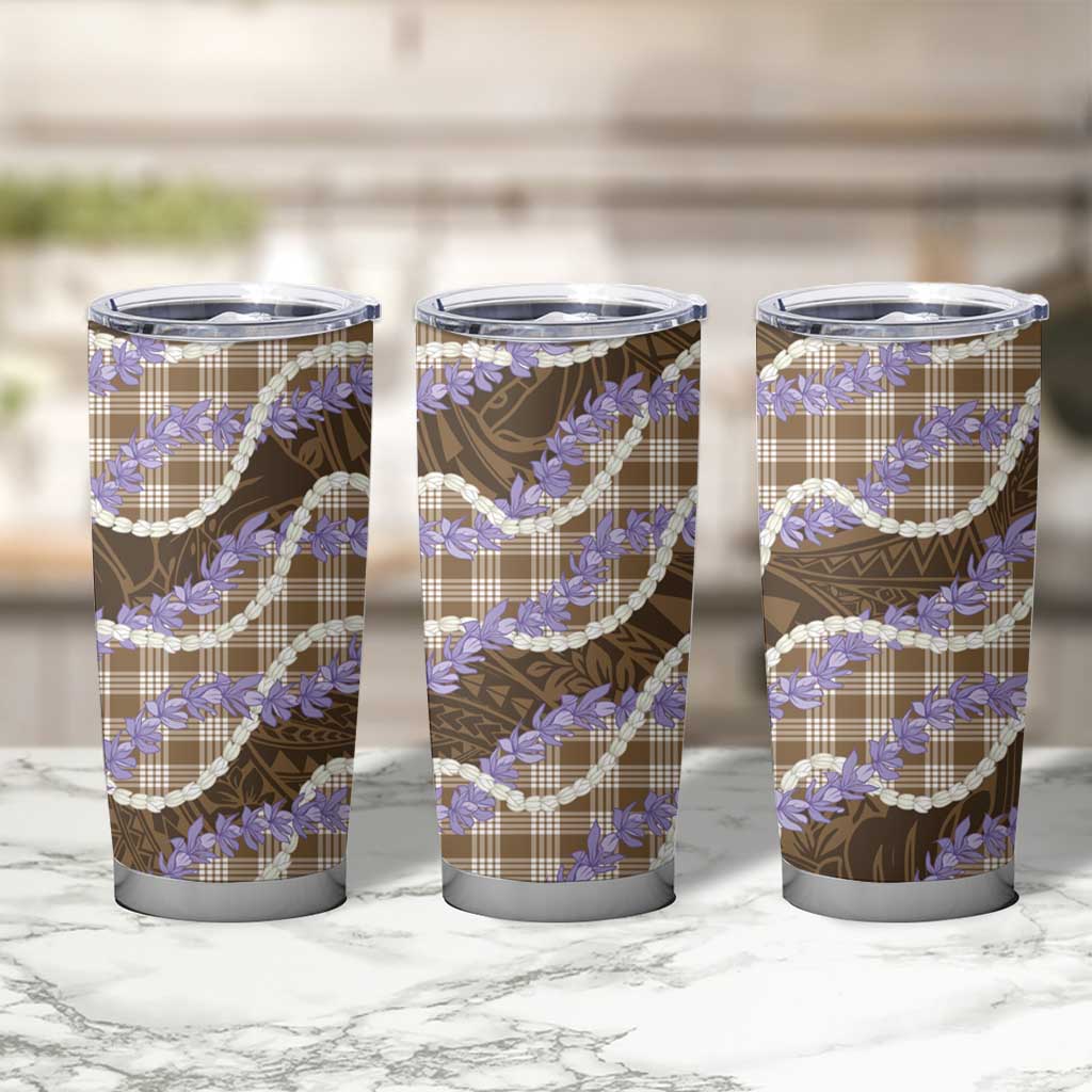 Brown Hawaii Palaka Honohono Pikake Tumbler Cup Hawaiian Orchid Lei Polynesian Pattern - Polynesian Pride