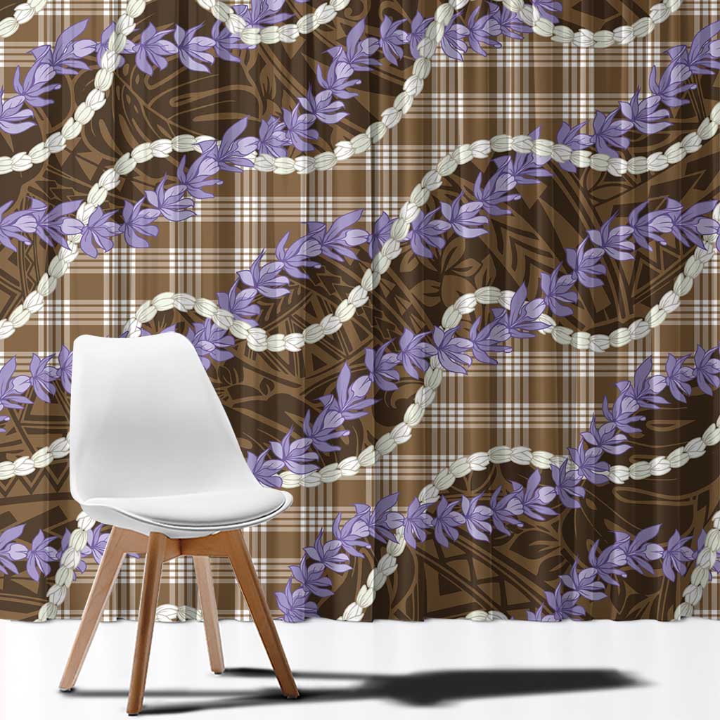 Brown Hawaii Palaka Honohono Pikake Window Curtain Hawaiian Orchid Lei Polynesian Pattern - Polynesian Pride