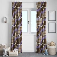 Brown Hawaii Palaka Honohono Pikake Window Curtain Hawaiian Orchid Lei Polynesian Pattern - Polynesian Pride