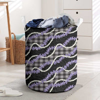 Black Hawaii Palaka Honohono Pikake Laundry Basket Hawaiian Orchid Lei Polynesian Pattern - Polynesian Pride