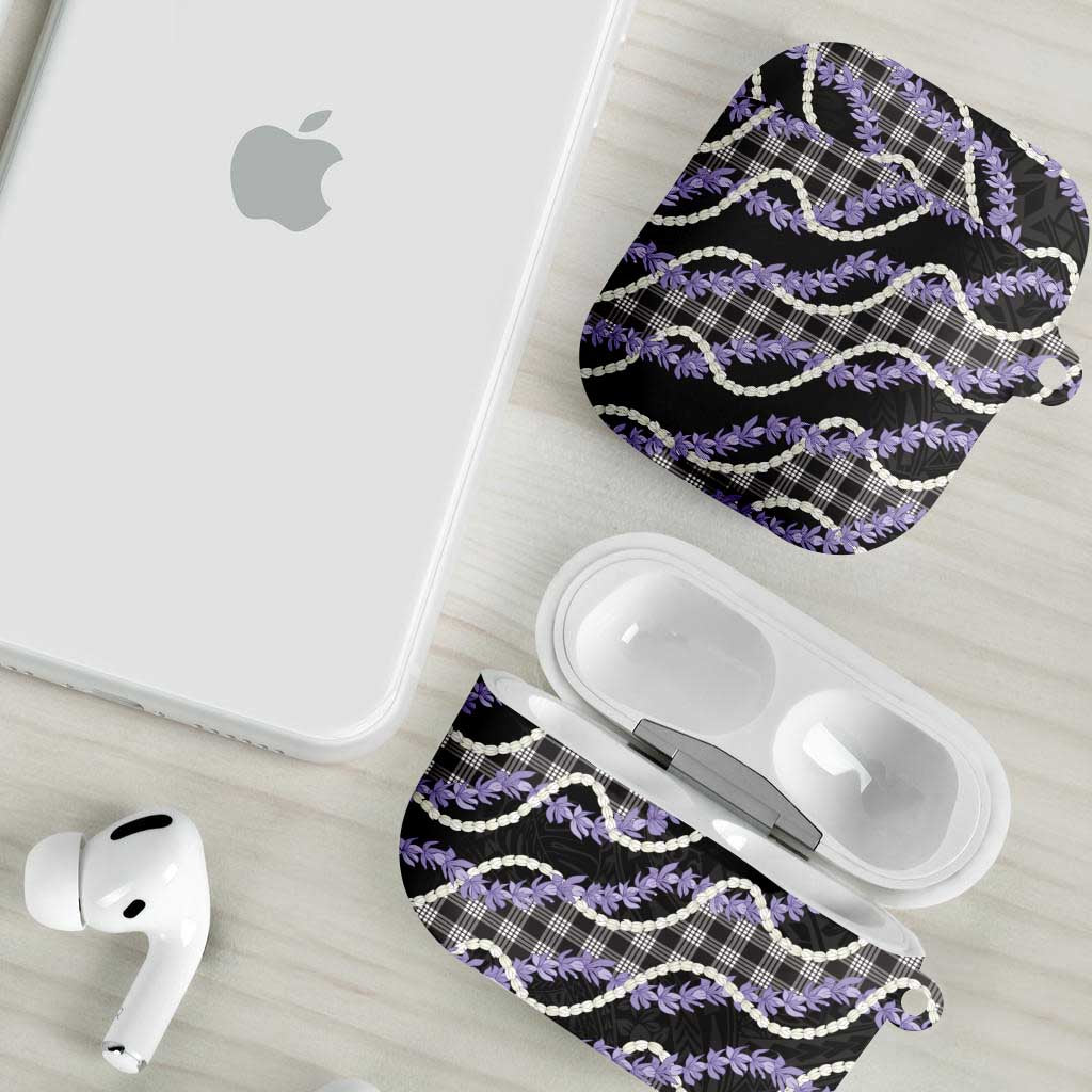 Black Hawaii Palaka Honohono Pikake AirPods Case Hawaiian Orchid Lei Polynesian Pattern - Polynesian Pride