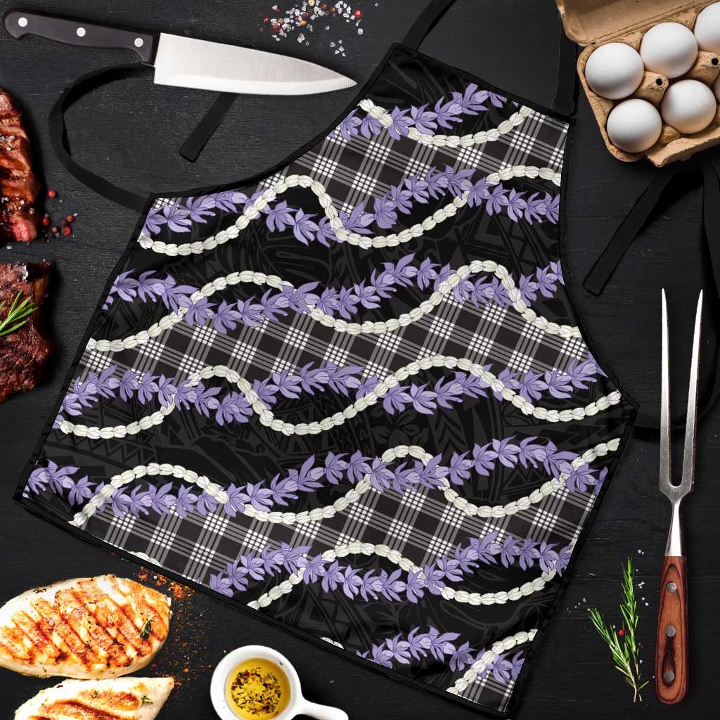 Black Hawaii Palaka Honohono Pikake Apron Hawaiian Orchid Lei Polynesian Pattern - Polynesian Pride