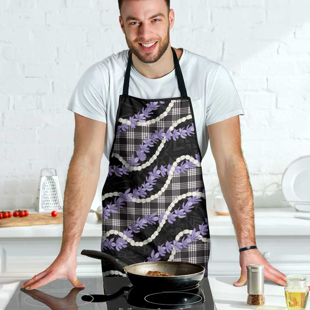 Black Hawaii Palaka Honohono Pikake Apron Hawaiian Orchid Lei Polynesian Pattern - Polynesian Pride