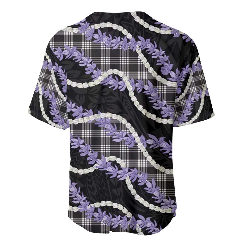 Black Hawaii Palaka Honohono Pikake Baseball Jersey Hawaiian Orchid Lei Polynesian Pattern - Polynesian Pride