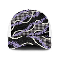 Black Hawaii Palaka Honohono Pikake Baseball Net Cap Hawaiian Orchid Lei Polynesian Pattern - Polynesian Pride
