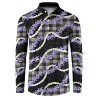 Black Hawaii Palaka Honohono Pikake Button Sweatshirt Hawaiian Orchid Lei Polynesian Pattern - Polynesian Pride