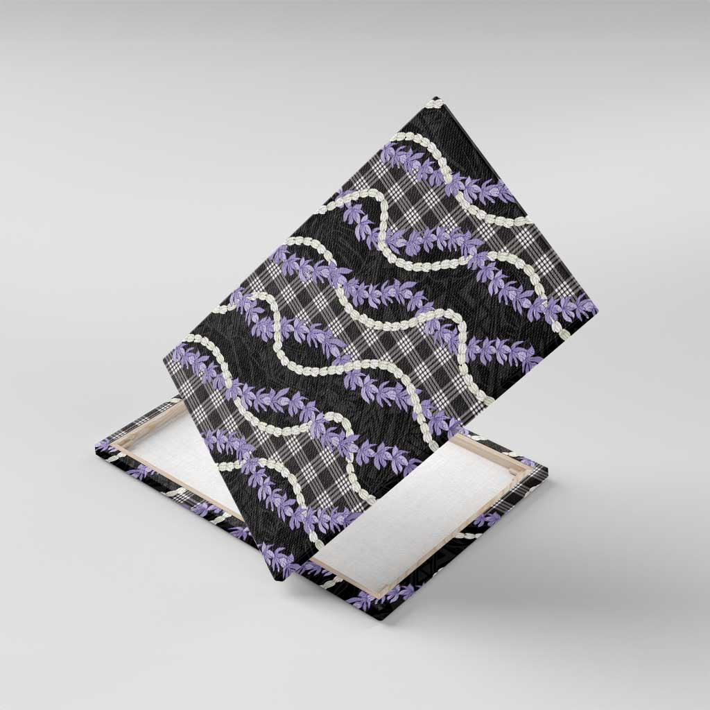 Black Hawaii Palaka Honohono Pikake Canvas Wall Art Hawaiian Orchid Lei Polynesian Pattern - Polynesian Pride