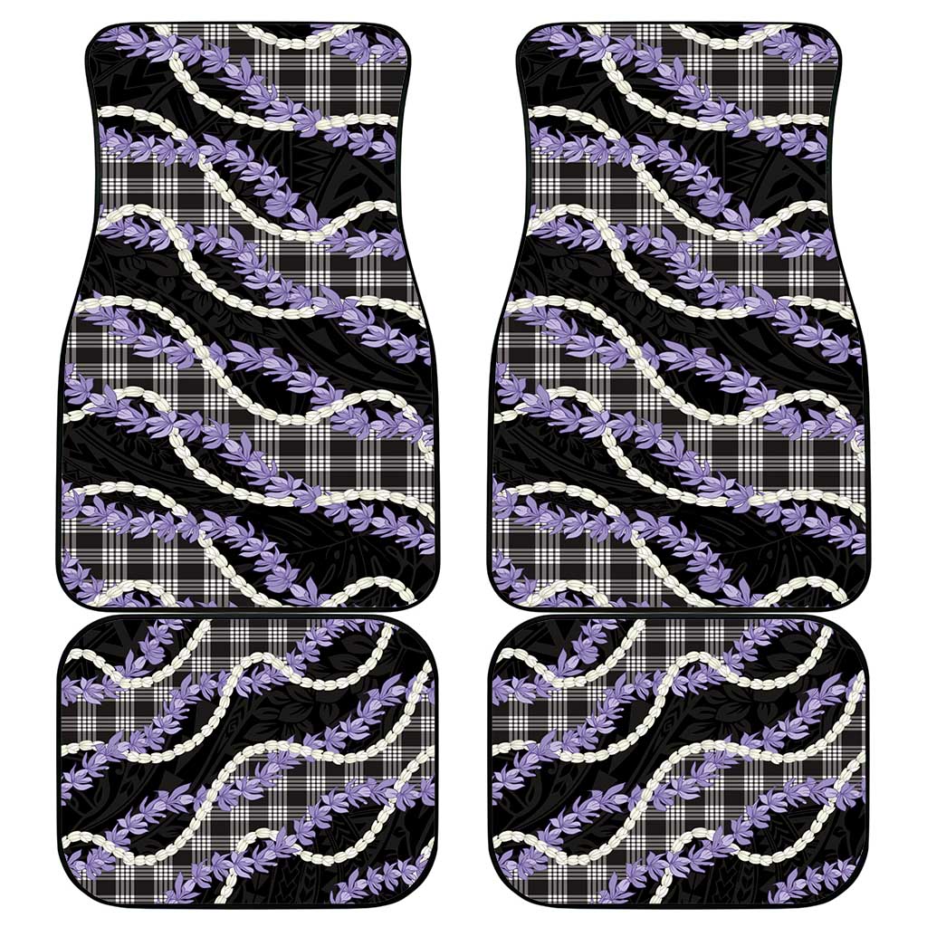 Black Hawaii Palaka Honohono Pikake Car Mats Hawaiian Orchid Lei Polynesian Pattern - Polynesian Pride