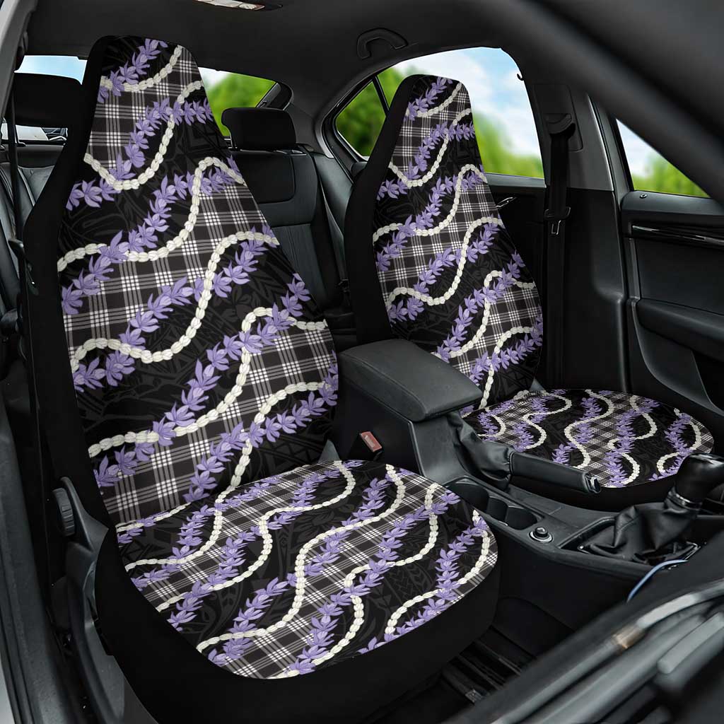 Black Hawaii Palaka Honohono Pikake Car Seat Cover Hawaiian Orchid Lei Polynesian Pattern - Polynesian Pride