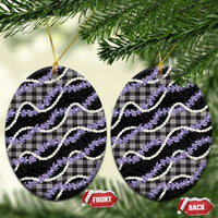 Black Hawaii Palaka Honohono Pikake Ceramic Ornament Hawaiian Orchid Lei Polynesian Pattern - Polynesian Pride