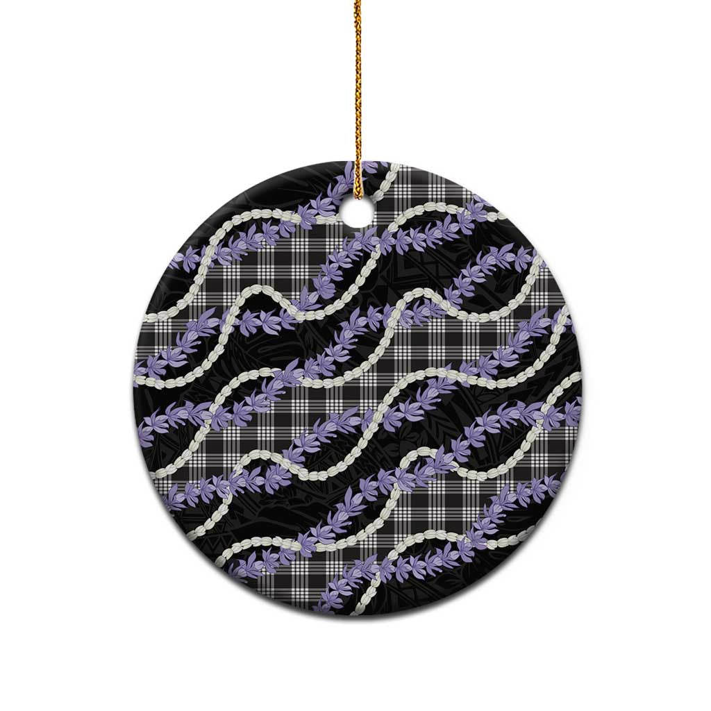Black Hawaii Palaka Honohono Pikake Ceramic Ornament Hawaiian Orchid Lei Polynesian Pattern - Polynesian Pride