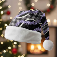 Black Hawaii Palaka Honohono Pikake Christmas Santa Hat Hawaiian Orchid Lei Polynesian Pattern - Polynesian Pride