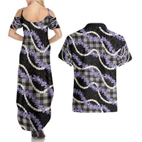 Black Hawaii Palaka Honohono Pikake Couples Matching Summer Maxi Dress and Hawaiian Shirt Hawaiian Orchid Lei Polynesian Pattern - Polynesian Pride
