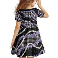 Black Hawaii Palaka Honohono Pikake Family Matching Short Sleeve Bodycon Dress and Hawaiian Shirt Hawaiian Orchid Lei Polynesian Pattern - Polynesian Pride