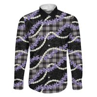 Black Hawaii Palaka Honohono Pikake Family Matching Summer Maxi Dress and Hawaiian Shirt Hawaiian Orchid Lei Polynesian Pattern LT14 Dad's Shirt - Long Sleeve Black - Polynesian Pride