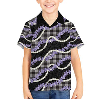 Black Hawaii Palaka Honohono Pikake Kid Hawaiian Shirt Hawaiian Orchid Lei Polynesian Pattern - Polynesian Pride