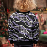 Black Hawaii Palaka Honohono Pikake Kid Ugly Christmas Sweater Hawaiian Orchid Lei Polynesian Pattern - Polynesian Pride