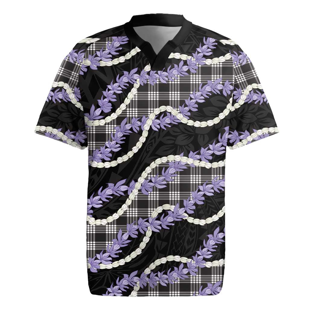 Black Hawaii Palaka Honohono Pikake Rugby Jersey Hawaiian Orchid Lei Polynesian Pattern - Polynesian Pride