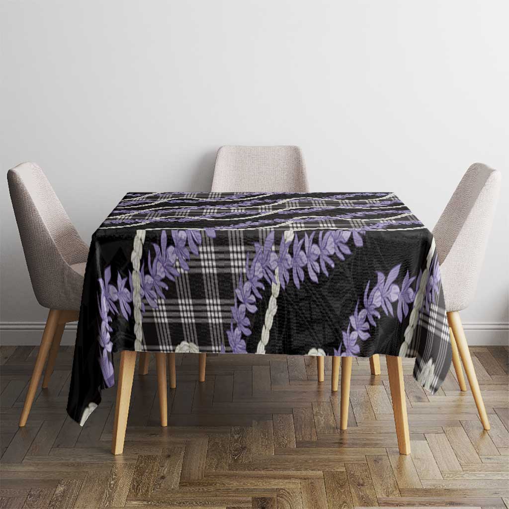 Black Hawaii Palaka Honohono Pikake Tablecloth Hawaiian Orchid Lei Polynesian Pattern - Polynesian Pride