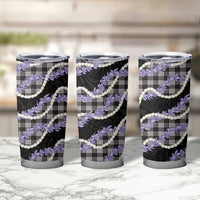 Black Hawaii Palaka Honohono Pikake Tumbler Cup Hawaiian Orchid Lei Polynesian Pattern - Polynesian Pride