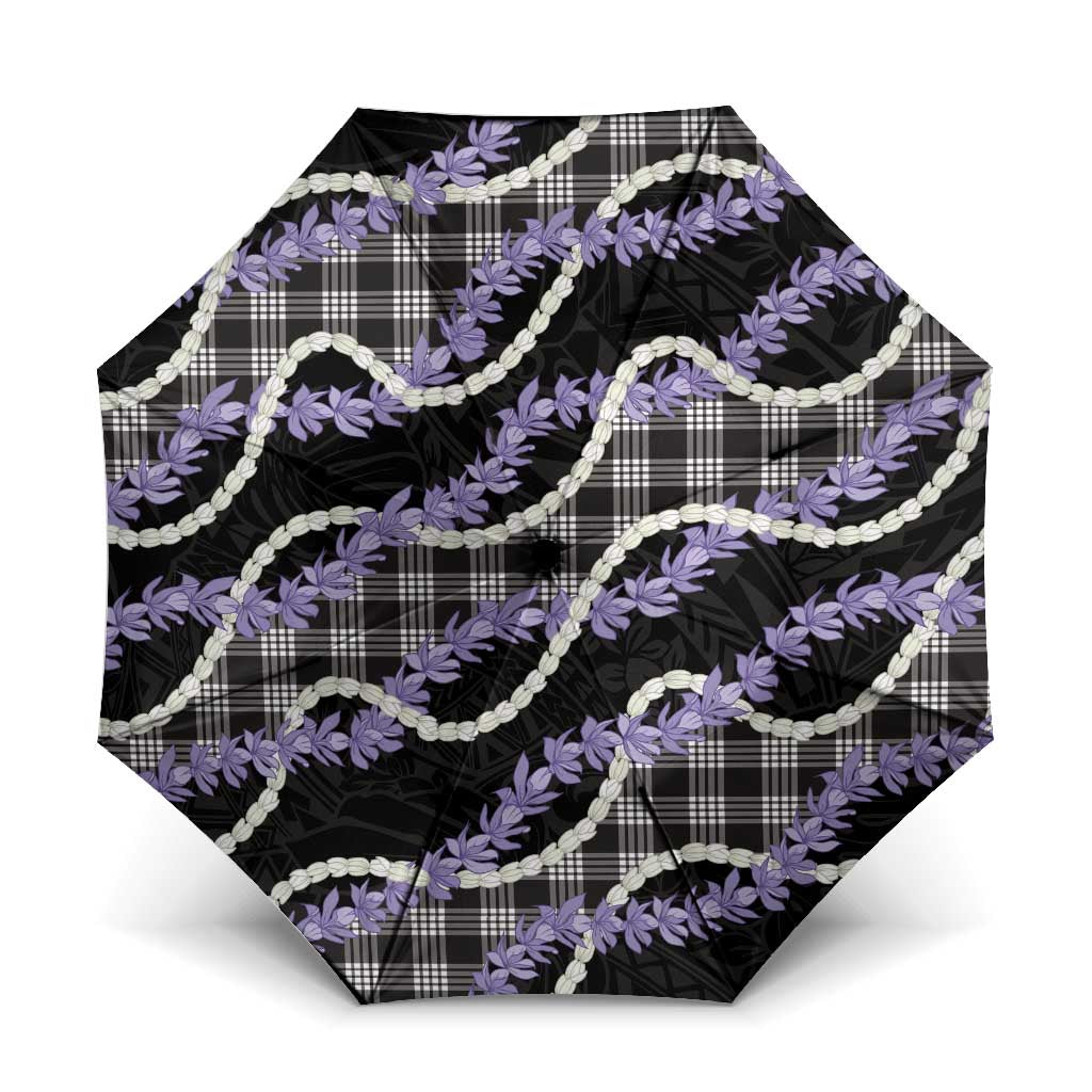 Black Hawaii Palaka Honohono Pikake Umbrella Hawaiian Orchid Lei Polynesian Pattern - Polynesian Pride