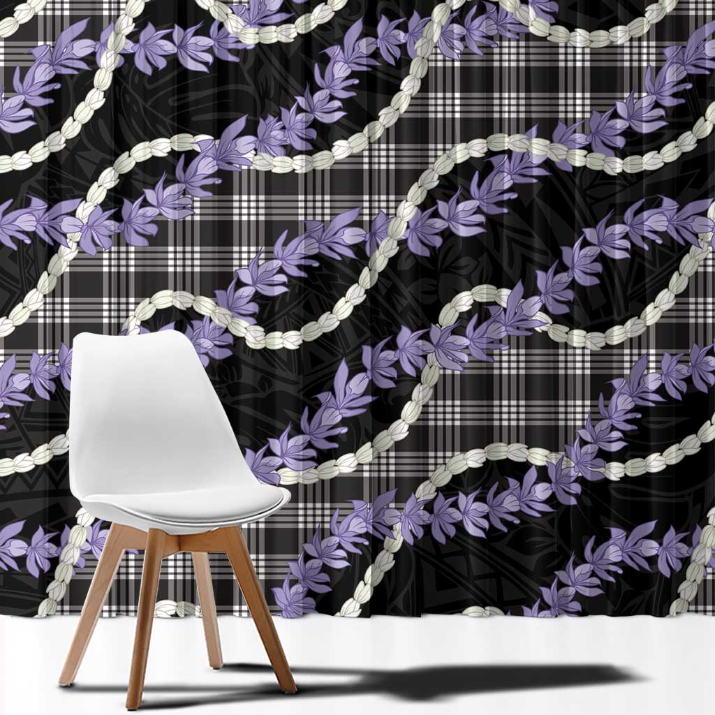 Black Hawaii Palaka Honohono Pikake Window Curtain Hawaiian Orchid Lei Polynesian Pattern - Polynesian Pride