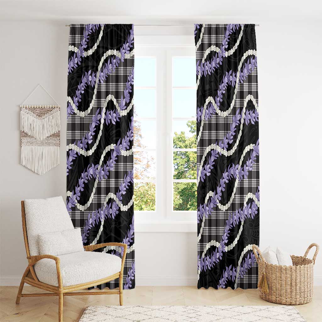 Black Hawaii Palaka Honohono Pikake Window Curtain Hawaiian Orchid Lei Polynesian Pattern - Polynesian Pride