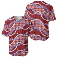 Red Hawaii Palaka Honohono Pikake Baseball Jersey Hawaiian Orchid Lei Polynesian Pattern - Polynesian Pride