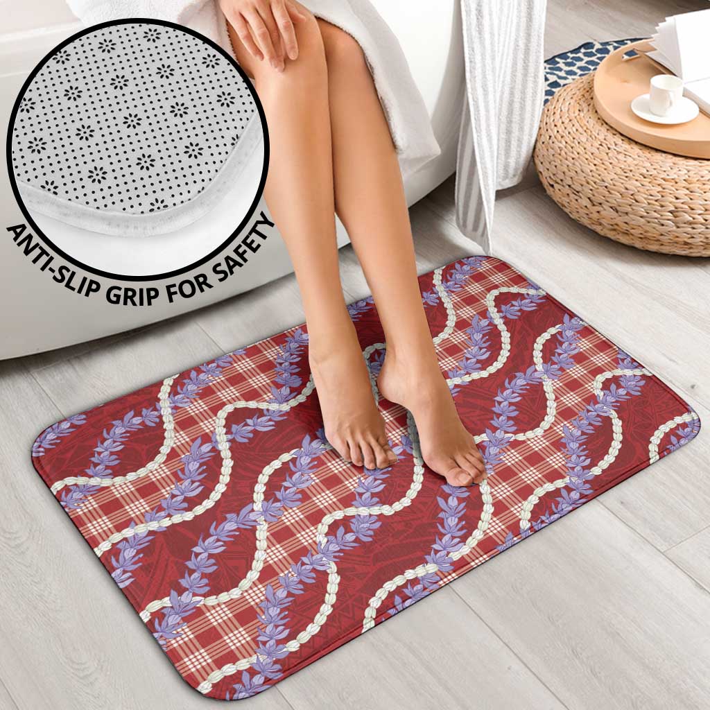 Red Hawaii Palaka Honohono Pikake Bathroom Set Hawaiian Orchid Lei Polynesian Pattern - Polynesian Pride